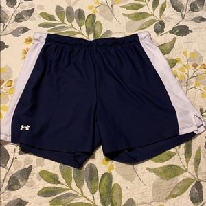 Under armor medium navy and white shorts
